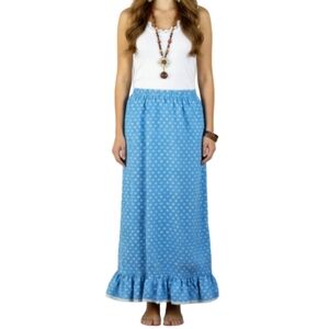 Vintage 70's Daisy Maxi Skirt Size Small Cottagecore Prairie Boho Hippie Blue